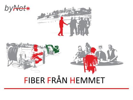 FIBER FRÅN HEMMET. OM BYNET  12 000 anslutningar sedan våren 2003.  Vi gör om ”Fiber to the home” till ”Fiber från hemmet”.  Samma upplägg som utbyggnaden.