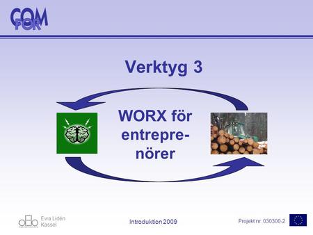 Ewa Lidén Kassel Projekt nr. 030300-2 Introduktion 2009 Verktyg 3 WORX för entrepre- nörer.
