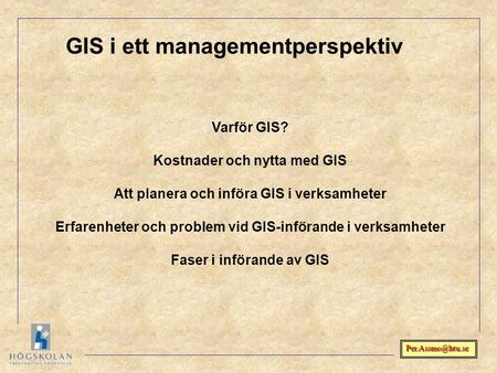 GIS i ett managementperspektiv