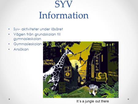 SYV Information Syv- aktiviteter under läsåret