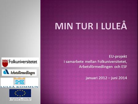 Min tur I LULEÅ EU-projekt i samarbete mellan Folkuniversitetet, Arbetsförmedlingen och ESF januari 2012 – juni 2014.