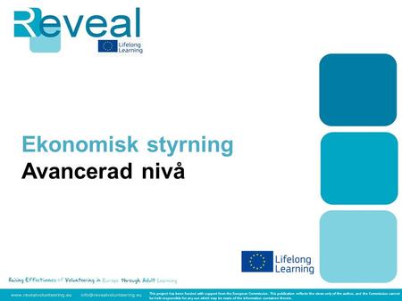 Ekonomisk styrning Avancerad nivå This project has been funded with support from the European Commission. This publication reflects the views only of the.