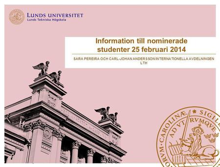 Information till nominerade studenter 25 februari 2014