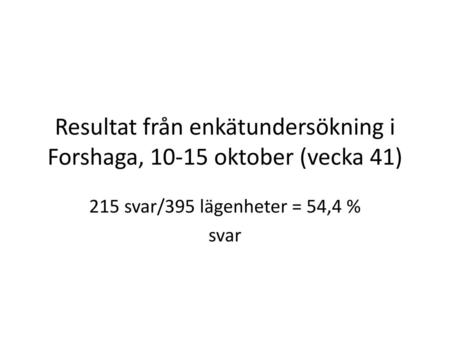 Resultat från enkätundersökning i Forshaga, oktober (vecka 41)