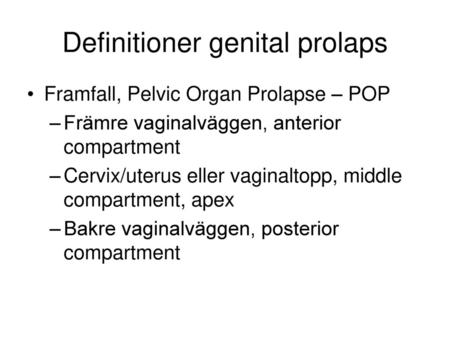 Definitioner genital prolaps