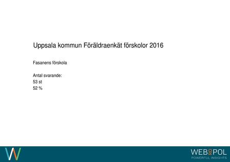 INFORMATION OM UNDERSÖKNINGEN Uppsala kommun Föräldraenkät förskolor 2016, Fasanens förskola INFORMATION OM UNDERSÖKNINGEN 3.