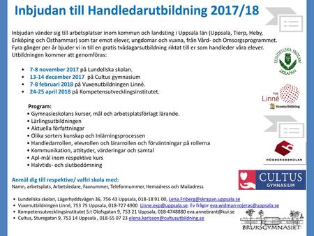 Inbjudan till Handledarutbildning 2017/18
