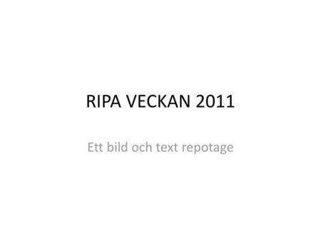 Ett bild och text repotage