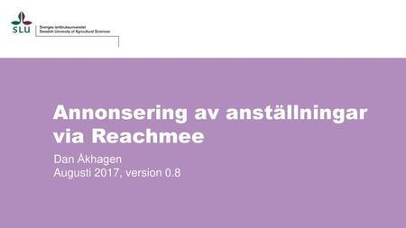 Annonsering av anställningar via Reachmee