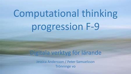 Computational thinking progression F-9