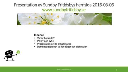 Presentation av Sundby Fritidsbys hemsida www