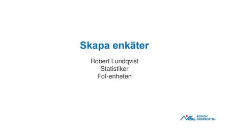 Robert Lundqvist Statistiker FoI-enheten