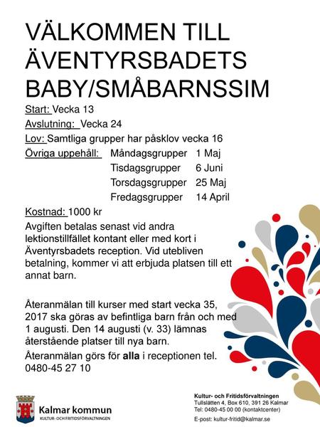 VÄLKOMMEN TILL ÄVENTYRSBADETS BABY/SMÅBARNSSIM