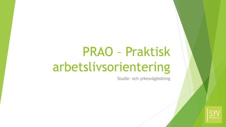 PRAO – Praktisk arbetslivsorientering