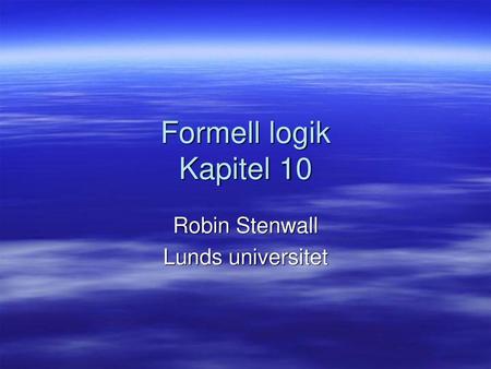 Robin Stenwall Lunds universitet