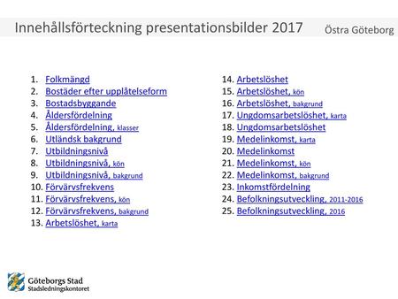 Innehållsförteckning presentationsbilder 2017