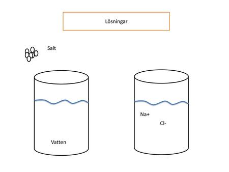 Lösningar Salt Na+ Cl- Vatten.