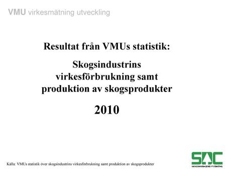 2010 Resultat från VMUs statistik:
