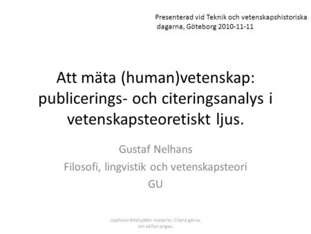 Gustaf Nelhans Filosofi, lingvistik och vetenskapsteori GU