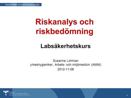 Riskanalys och riskbedömning