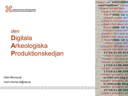 Den Digitala Arkeologiska Produktionskedjan Malin Blomqvist