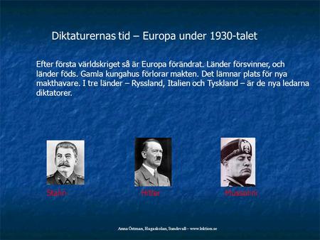 Diktaturernas tid – Europa under 1930-talet