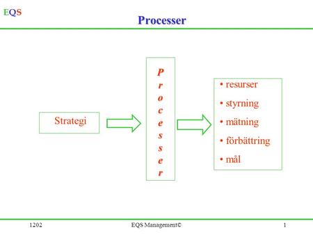 Processer P r o resurser c styrning e s mätning förbättring mål
