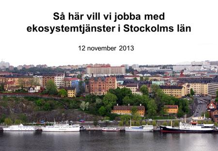 Så här vill vi jobba med ekosystemtjänster i Stockolms län 12 november 2013.