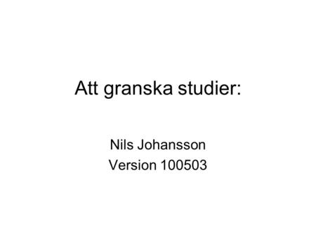 Nils Johansson Version