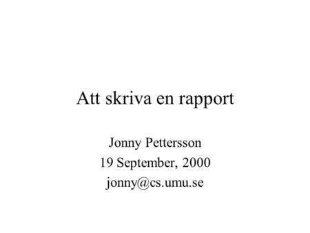 Jonny Pettersson 19 September, 2000