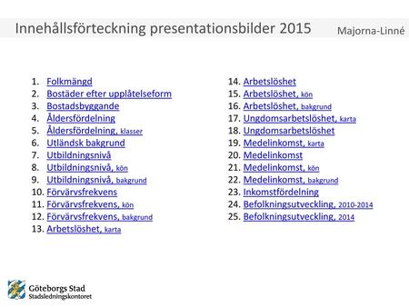 Innehållsförteckning presentationsbilder 2015