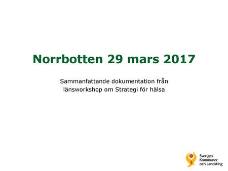 Sammanfattande dokumentation från länsworkshop om Strategi för hälsa