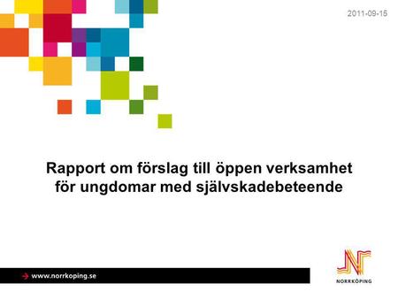 Rapport om förslag till öppen verksamhet för ungdomar med självskadebeteende 2011-09-15.