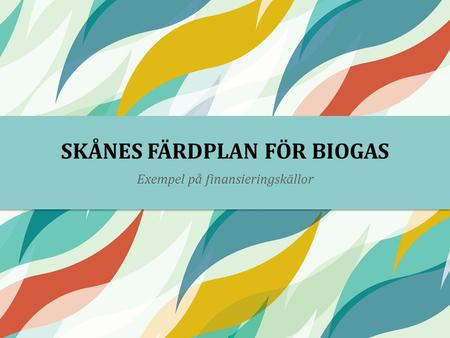 SKÅNES FÄRDPLAN FÖR BIOGAS Exempel på finansieringskällor.