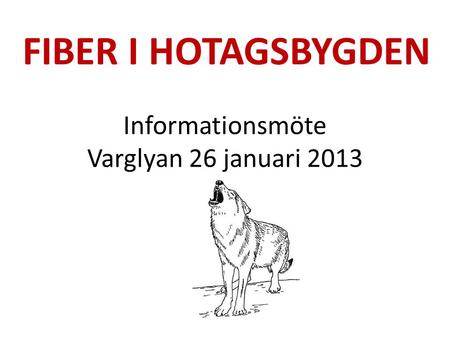 Informationsmöte Varglyan 26 januari 2013 FIBER I HOTAGSBYGDEN.