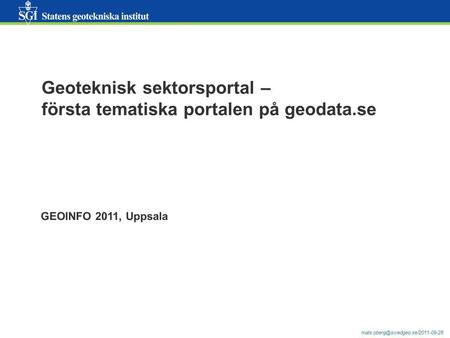Geoteknisk sektorsportal – första tematiska portalen på geodata.se