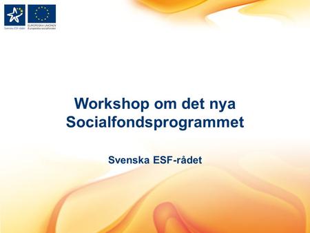 Workshop om det nya Socialfondsprogrammet