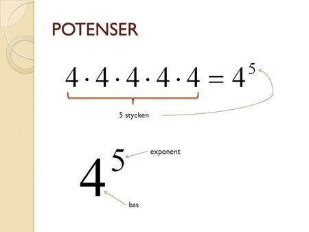 POTENSER 5 stycken exponent bas.
