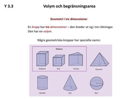 Y 3.3 Volym och begränsningsarea