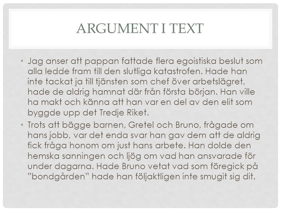 Argument i text