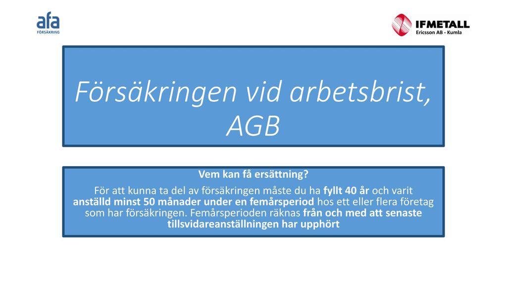 Forsakringen Vid Arbetsbrist Agb Ppt Ladda Ner