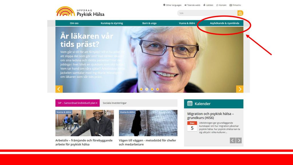 Visa var på hemsidan man hittar uppdaterad information om hälsa i Sverige och våra utbildningar