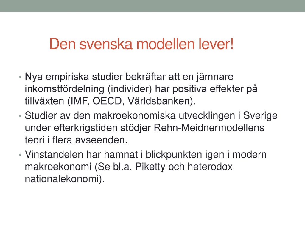 Den Svenska Modellens Nationalekonomi – Finns Den? - Ppt Ladda Ner