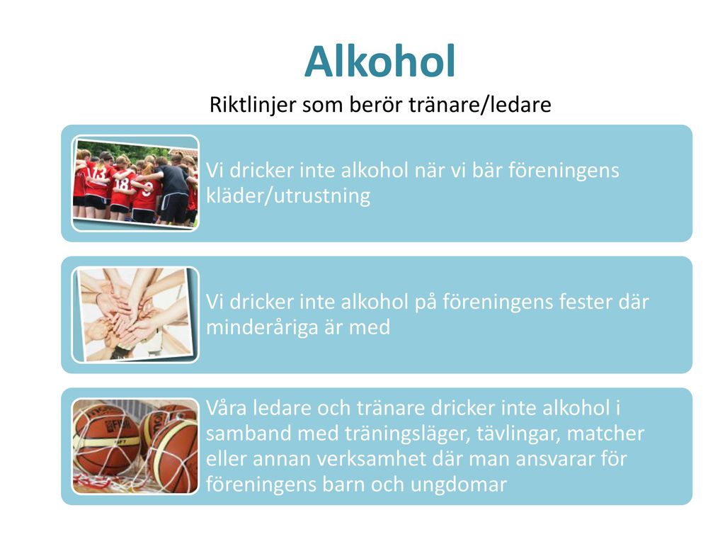 Alkohol Riktlinjer som berör tränare/ledare