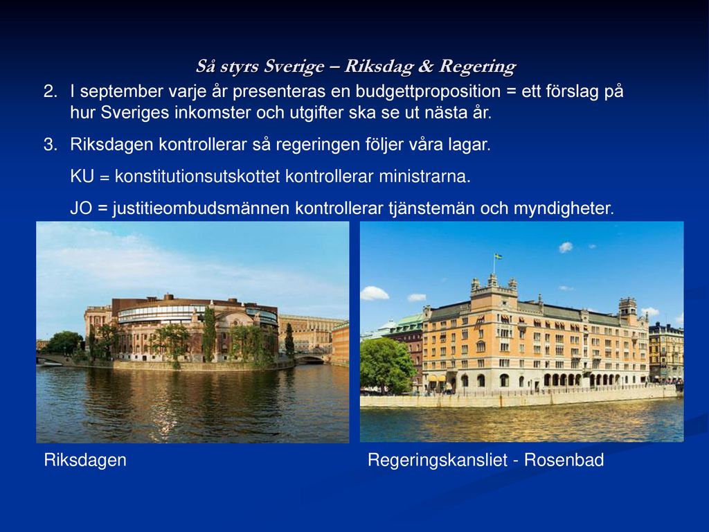 Så Styrs Sverige – Riksdag & Regering - Ppt Ladda Ner