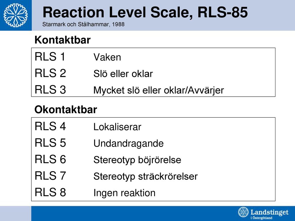 Reaction Level Scale, RLS-85 Starmark och Stålhammar, 1988