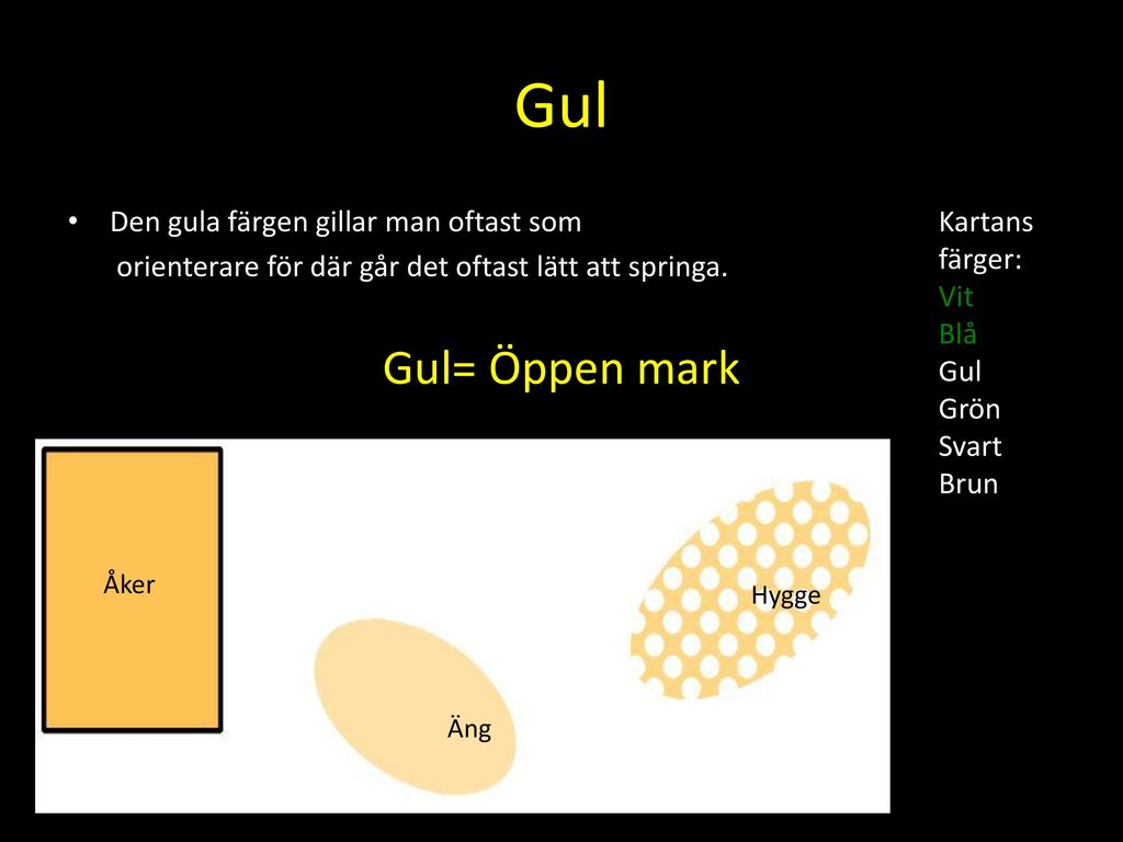 Gul Gul= Öppen mark Den gula färgen gillar man oftast som