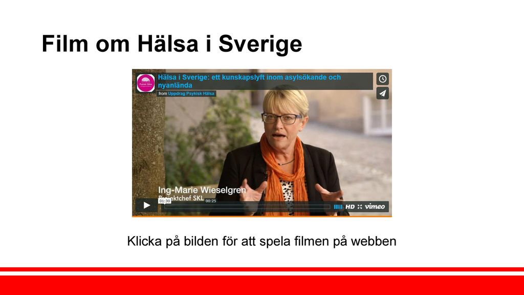 Film om Hälsa i Sverige Klicka på bilden för att spela filmen på webben.