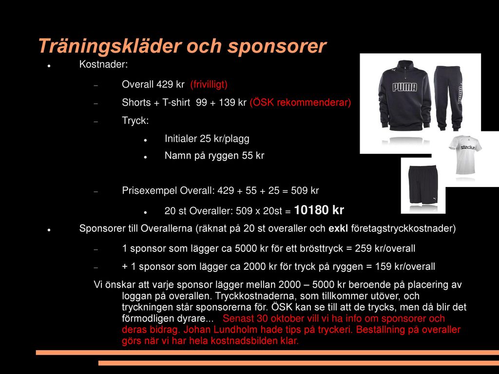 Träningskläder och sponsorer