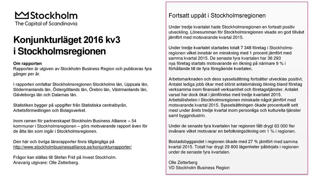 Konjunkturläget 2016 kv3 i Stockholmsregionen